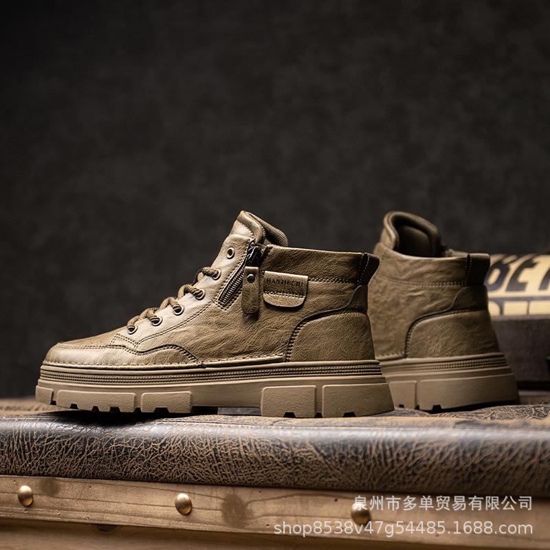 Soft-soled autumn new Martin boots retro high-top leather shoes non-slip shoes casual short boots