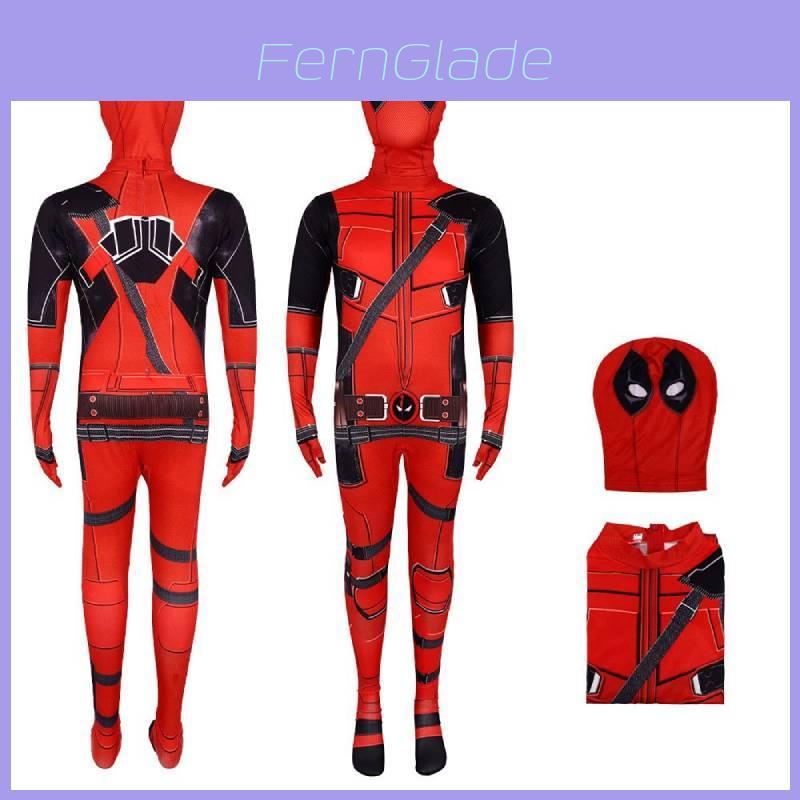 Deadpool Cosplay Jumpsuit With Polyester Spandex For Kids Halloween Party