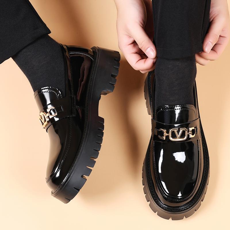 Thick Soled Men'S Penny Loafers Slip On Lazy Shoes Platform Leather Casual Shoes JZ-631