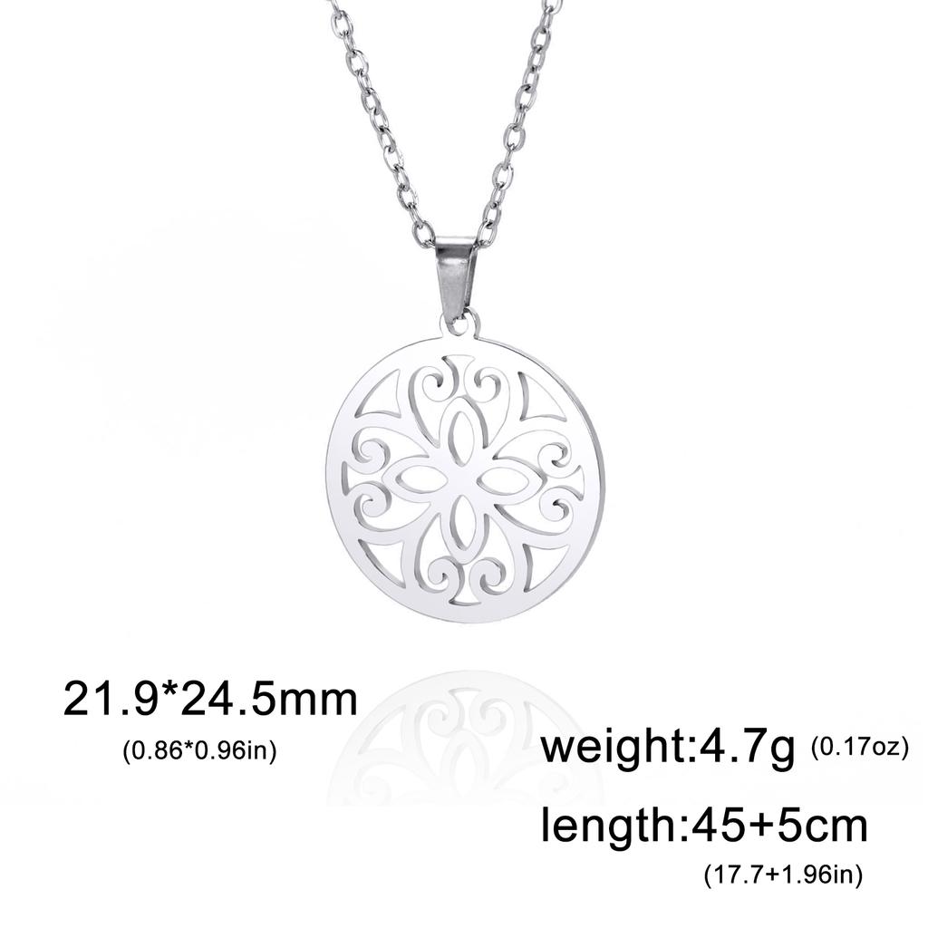 Cazador Stainless Steel Mandala Flower of Life Pendant Necklace for Women Gift  Lotus Neck Chain Amulet Jewelry Wholesale