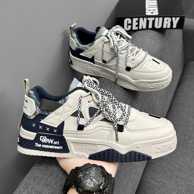 Men Sneakers 2025 Spring Korean Casual Trend Board Shoes Comfortable Lace Up Running Shoes Luxury Walking Shoes Tenis Masculino