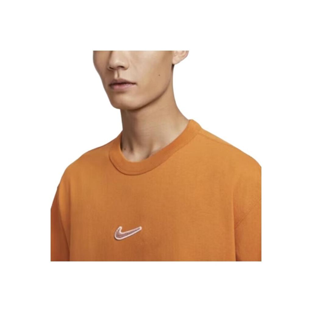 Nike Crew Neck Pullover Solid Color Short Sleeve T-Shirt Men Tops Orange FV7727-815