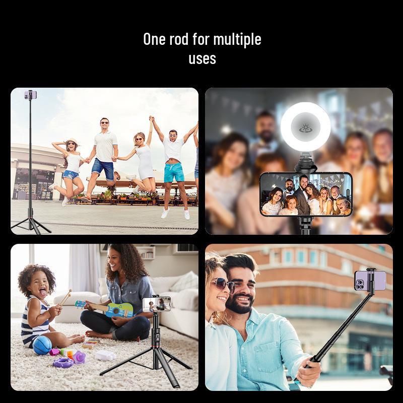 Bluetooth Selfie Stick with Integrated Tripod - C10 Stainless Steel for Live Broadcasts