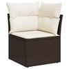VidaXL Garden Corner Sofa with Cushions, Seat with Backrest, Outdoor Patio Backyard Terrace Furniture, Brown 366216