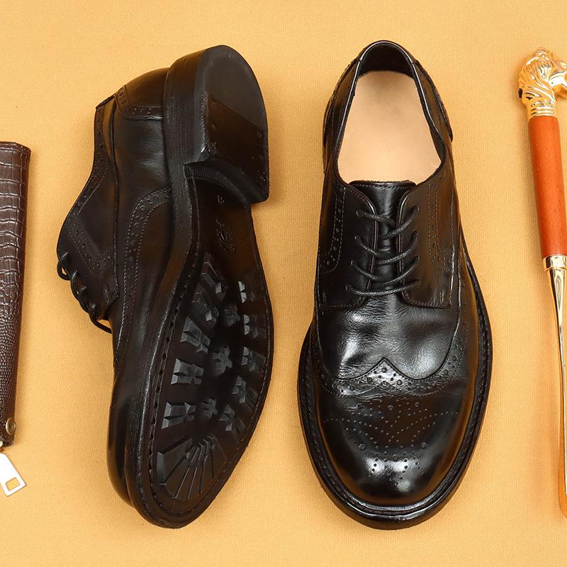 Exclusive Handmade Washed Leather Men's Retro Brogues
