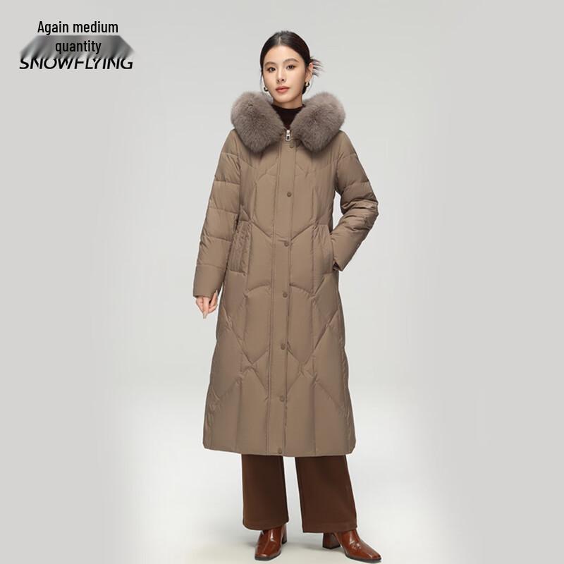 XueZhongFei Women's Long Hooded Fox Fur Collar Down Jacket
