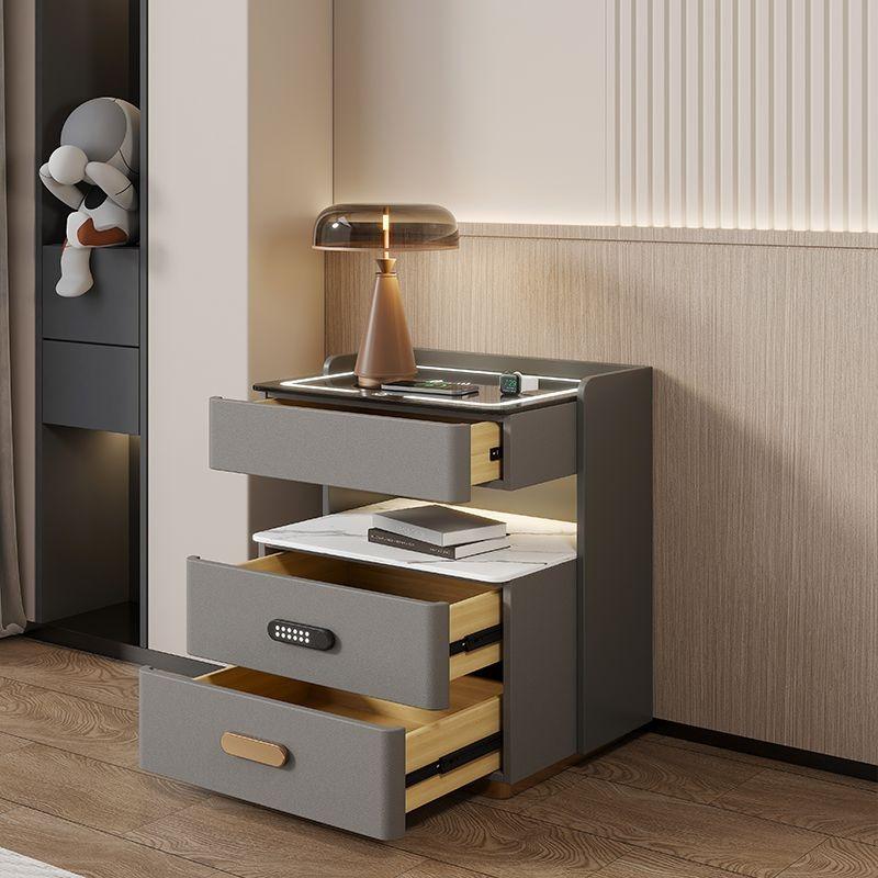 Smart Bedside Tables Luxury Night Table Aesthetic Wireless Charging Nightstand Modern Multifunctional LED Light Nightstands