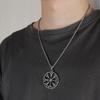 Gold Viking Necklace Men's, Viking Odin Logo Titanium Steel Hollow Compass Men's Pendant Necklace