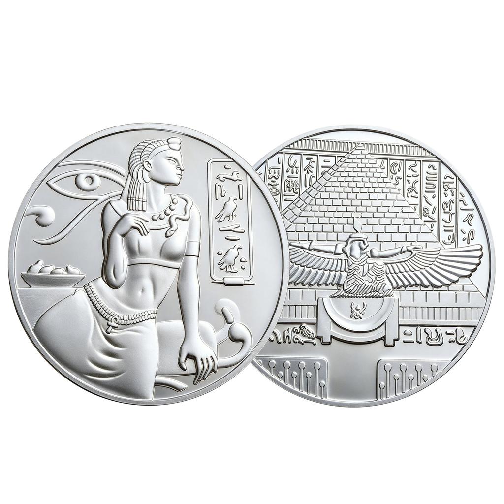Ancient Egyptian Commemorative Coins Metal Museum Cultural and Creative, Commemorative Medals Collection Pyramid Pharaoh Relief Coins