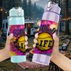1PC Colorful Skate Life Letter 750ml Color Plastic Sports Water Bottle Leakproof Flip Straw Lid For Sports Office Home Use