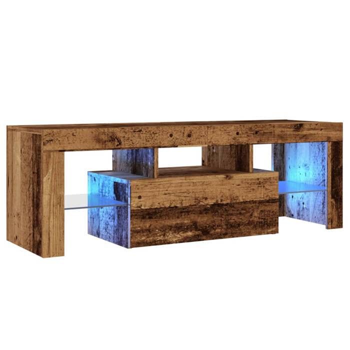 VidaXL TV Cabinet with LED Lights Old Wood Engineered Wood, TV Stand, Media Unit, TV Console, Hi-Fi Cabinet, 856301