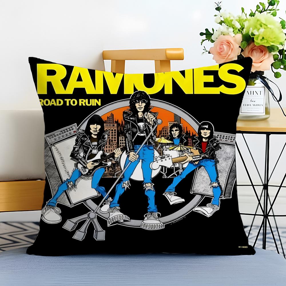 Band Punk R-Ramones Cushion Cover Washable Linen Pillowcase Soft For Sofa Bed Cozy Home Room Decor