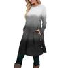 Women's Fashion Casual Long SleeveTunic Dress With Pockets Side Button Dress