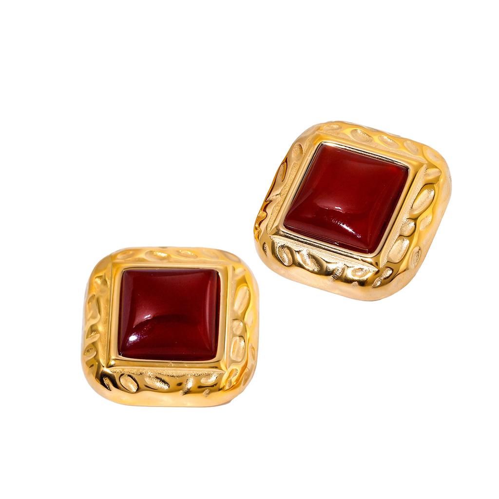 Geometric Elegant Earrings Stainless Steel Texture Ear Jewelry Fashion Square Ear Pin Suitable for Daily and Party Use