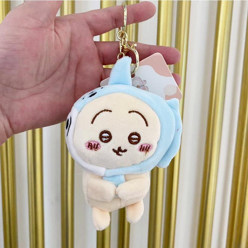 New Shark Series Cute Plush Doll Car Interior Decorative Item Usagi Hachiware Plush Cartoon Schoolbag Hanger Doll Keychain