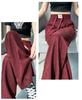Pleated High Waist Fleece-Lined Wide Leg Pants for Women - Autumn Winter Slimming Plus Size Casual Wear