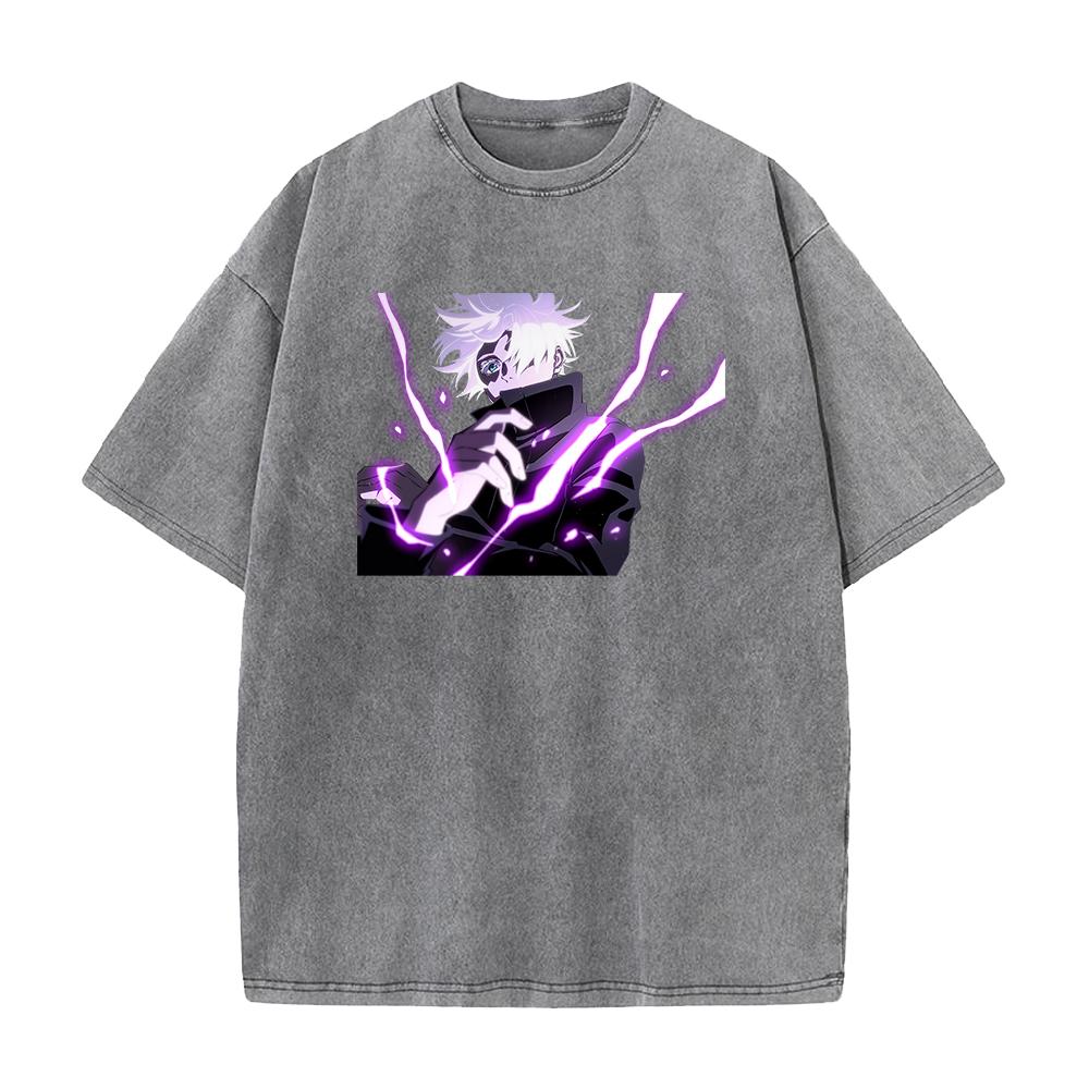 Tricou Anime Jujutsu Kaisen Spălat Gojo Satoru Tricou Grafic Cool Bărbați Casual Tricouri Manga Harajuku Bumbac Bărbați Topuri Vintage