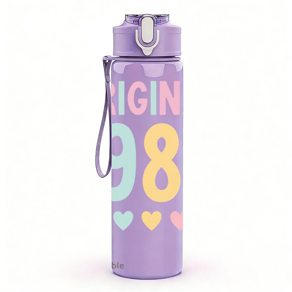 1PC Original 1986 Pastel Text 750ml Color Plastic Sports Water Bottle Leakproof Flip Straw Lid Suitable for Sports Office Home Use