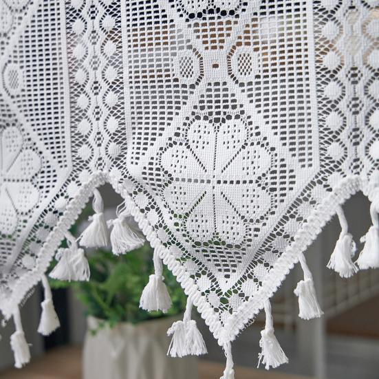 French Lace Curtain Vintage Short Sheer Cabinet Curtain Farmhouse Rustic Boho