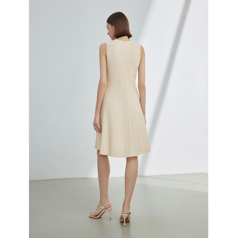 LANCY French Style Sleeveless Knit Waist-Cinching Dress