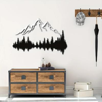 Mountain and Forest Metal Wall Art - Hill and Trees Iron Crafts - Nature and Forest Decoration - Elegant Iron Art for Home Decor