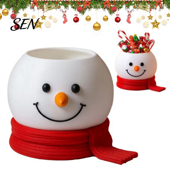 PLA 3D Printed Bowl Christmas Snowman Candy Bowl, Cute Desktop Organizer, Creative Desk Living Room Table Decor Storage Container for Holiday