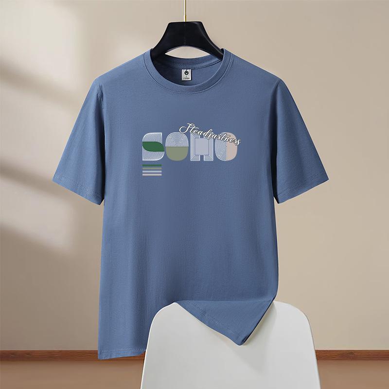 Oversized S-6XL Mens Trendy Cotton Short Sleeve T-Shirt Man Round Neck Casual Tee