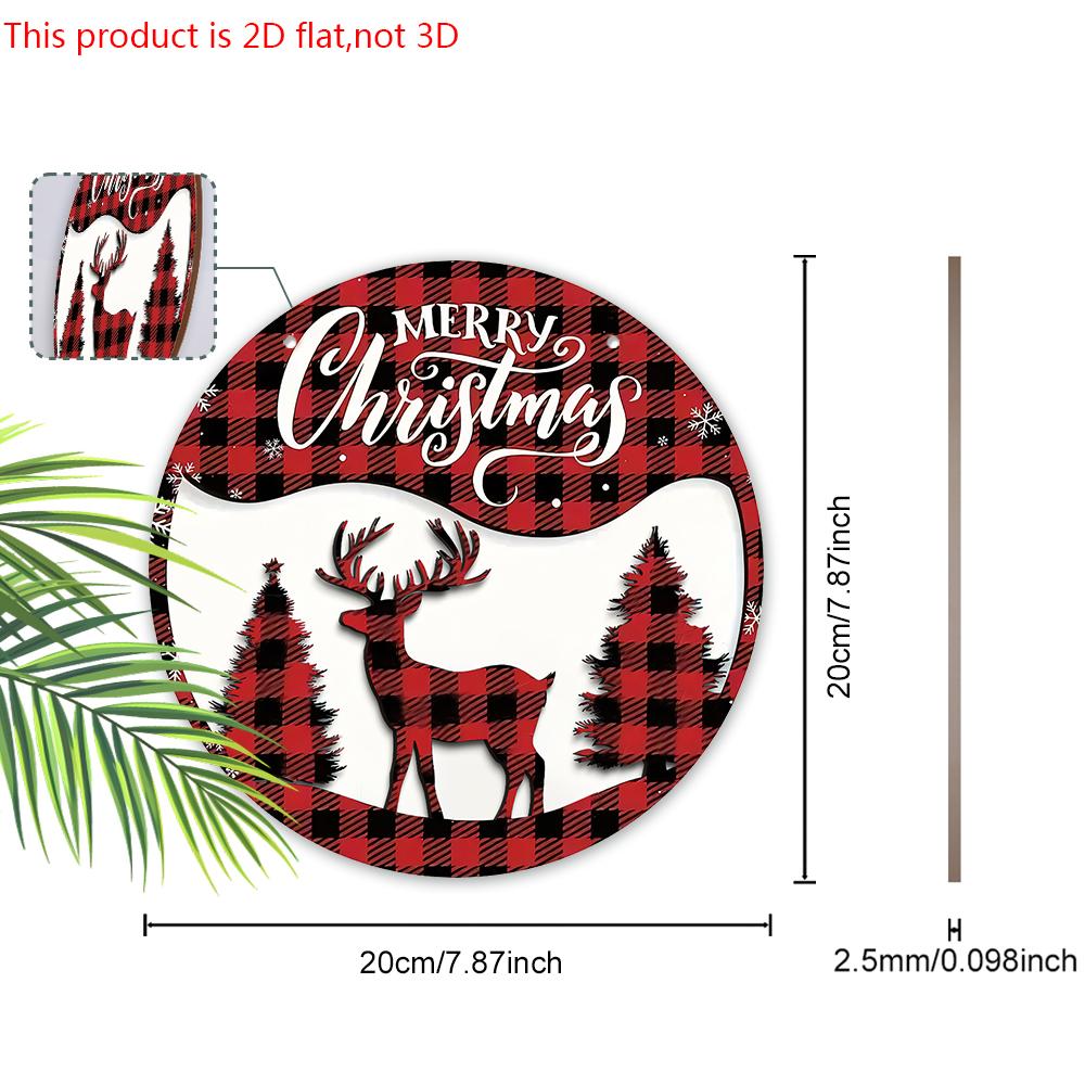 Christmas Wooden Sign with Classic Reindeer Pattern - Navidad Round Sign for Front Door, Wall Hanging Decor - Ideal Christmas Ornament