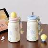 Cute Cartoon Thermos with Straw Straight Drinking Cup Large Capacity Leak Proof Portable Water Bottle Student Water Bottle