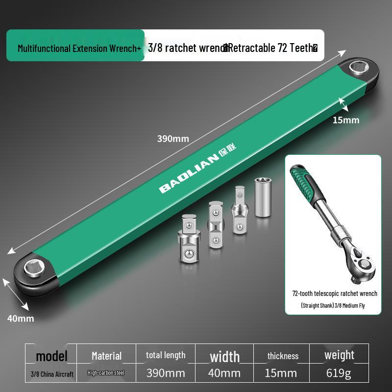 Universal Multifunctional Ratchet Wrench Extension Set