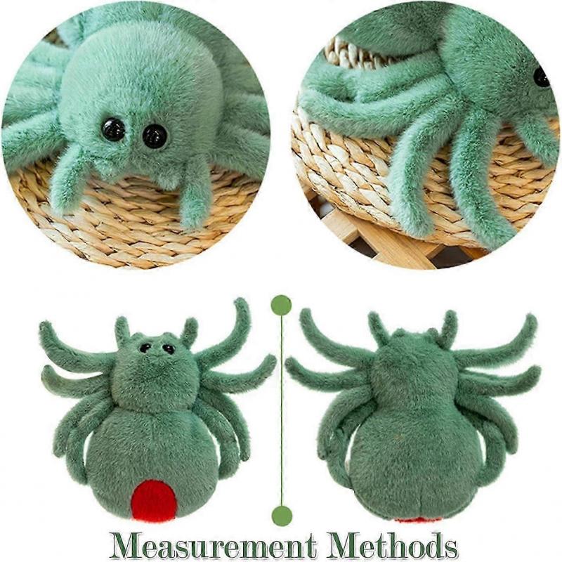 Spider Stuffed Animal - Soft Fur Huggable Green Spider, Adorable Playtime Plush Toy, Cute Animals Cuddle Gift, Super Soft Plush Doll Animal Toy for Ki