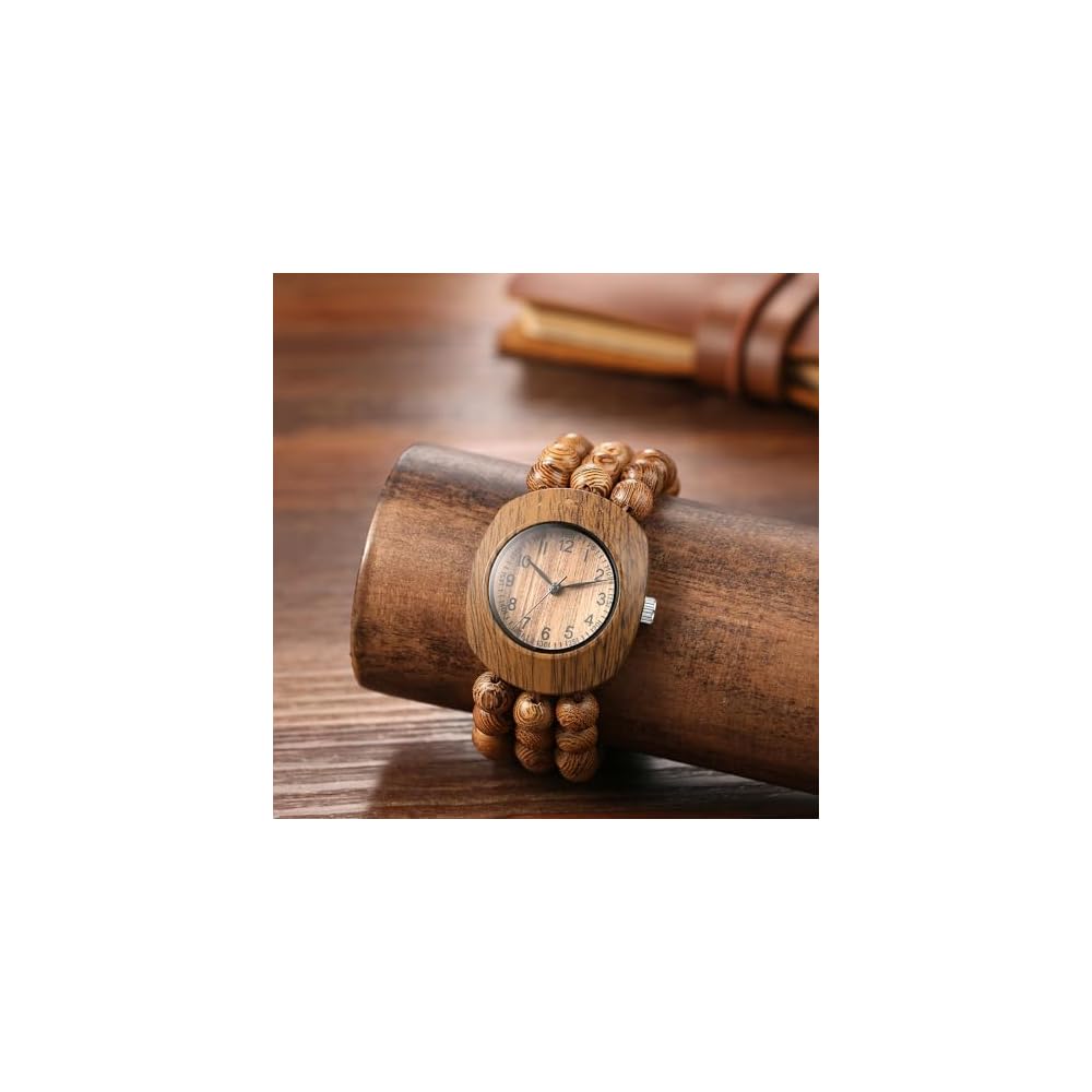 Wooden Watch for Women Analog Quartz Bracelet Waterproof Lightweight Bohemian Style Accessories