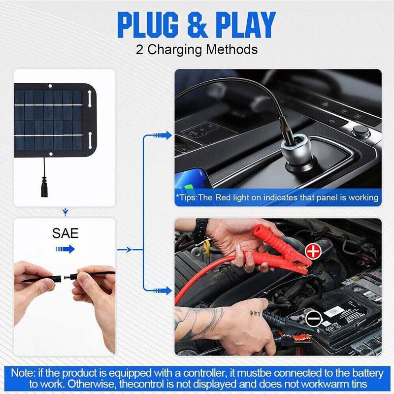 12V Solar Panel Kit IP65 Waterproof High-Efficiency Car Battery Solar Trickle Charger Solar Powered Charger for RVs Tractors