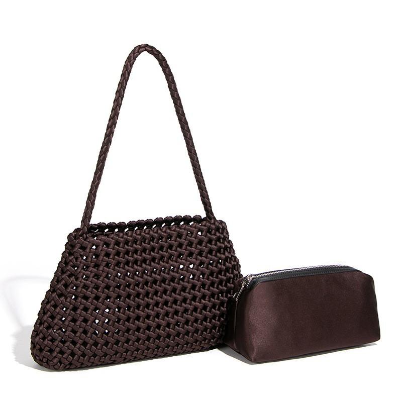 

Оригинальный Дизайн Плетеная Сумка с Вырезами Модная Сатиновая Наплечная Сумка-Подмышка Высококачественная Корзина для Овощей