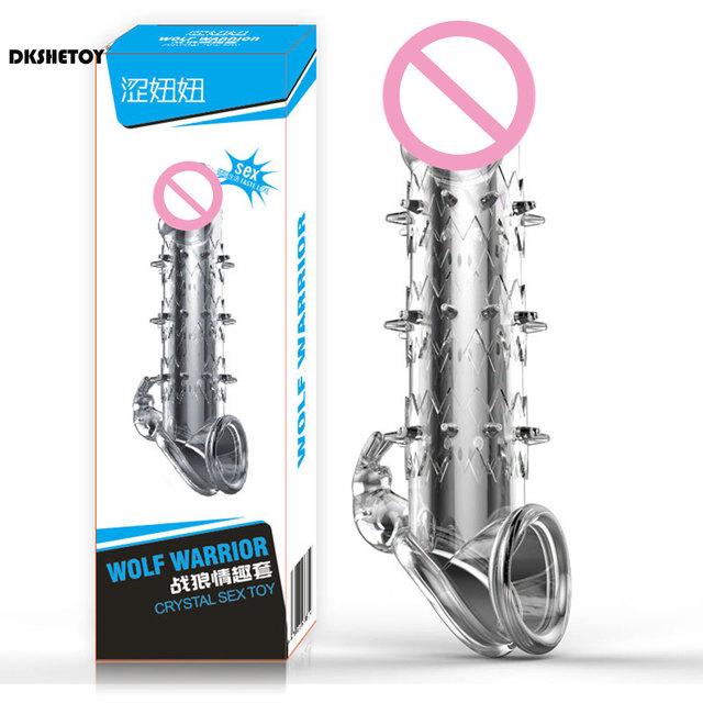 Reusable condom 3D Big Spike Dots Dick Extender Elastic Penis extender Ring Penise Enlargement Sleeve for Men Delay Ejaculation