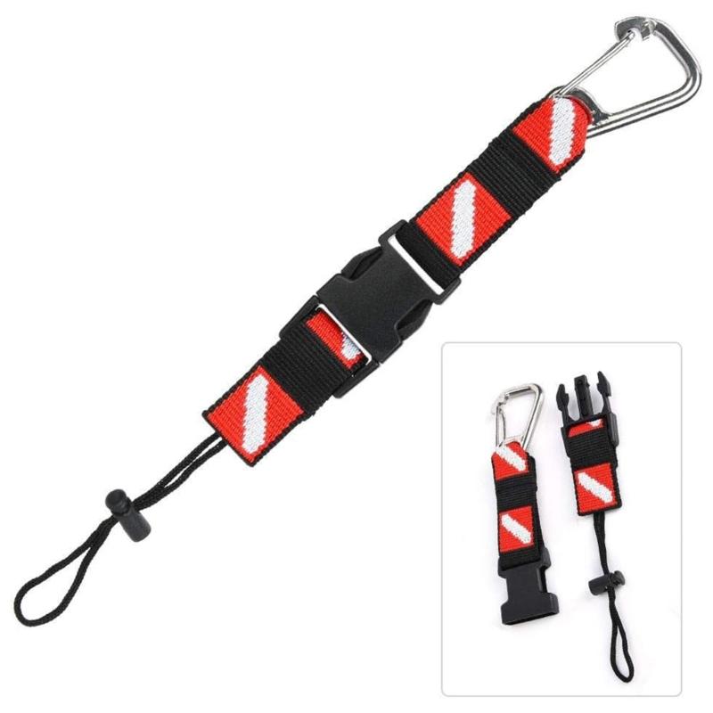 Nylon Scubas Diving Lanyard Strap Camera Light Holder Scubas Lanyard Clip with Webbings Strap Quickly Release Buckles