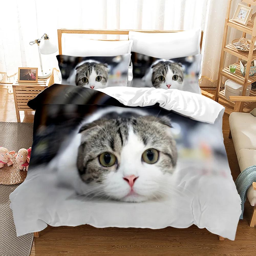 23 Dieren Schattig Kat Beddengoed Set Voor Kinderen Volwassenen Schattig Dekbedovertrek Dubbel King Volledige Maat Decor Home Beddengoed Mode Katten