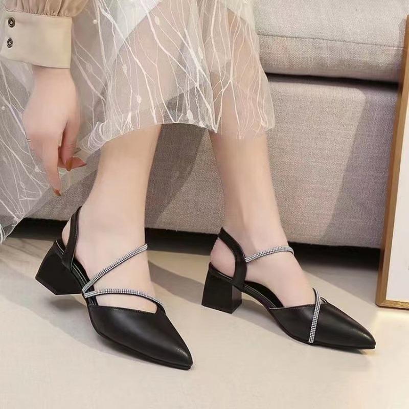 Fashion sandals women's new summer bag head thick heel rhinestone high heel matching skirt women's shoes