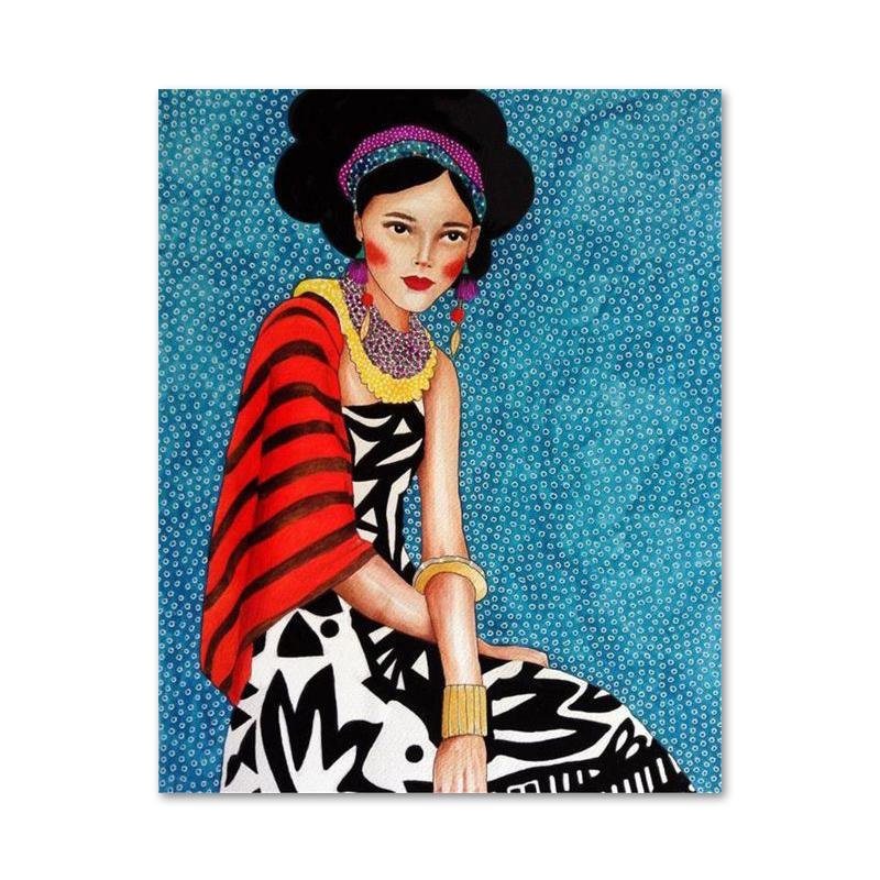 Abstract Style Girl Portrait Canvas Paintings Modern Figure Posters Prints Wall Art Pictures for Living Room Bedroom Home Decor