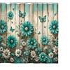 Temu Wooden Door Shower Curtain with Butterflies & Flowers Design, Polyester Digital Print, Bathroom Curtain