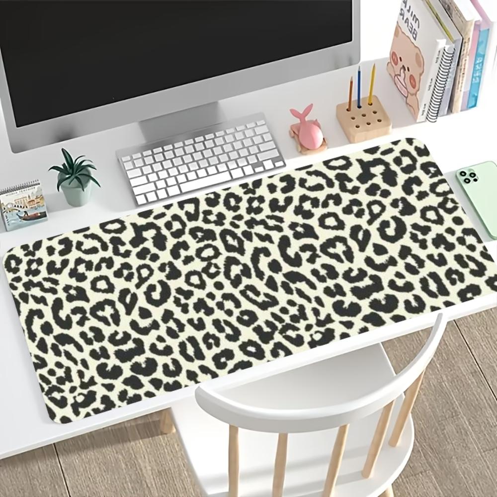 Extended Gaming Mouse Pad Leopard Non Slip Stitched Edge Rubber Base Desk Mat Keyboard Carpet For Pc Laptop Gaming Office Use