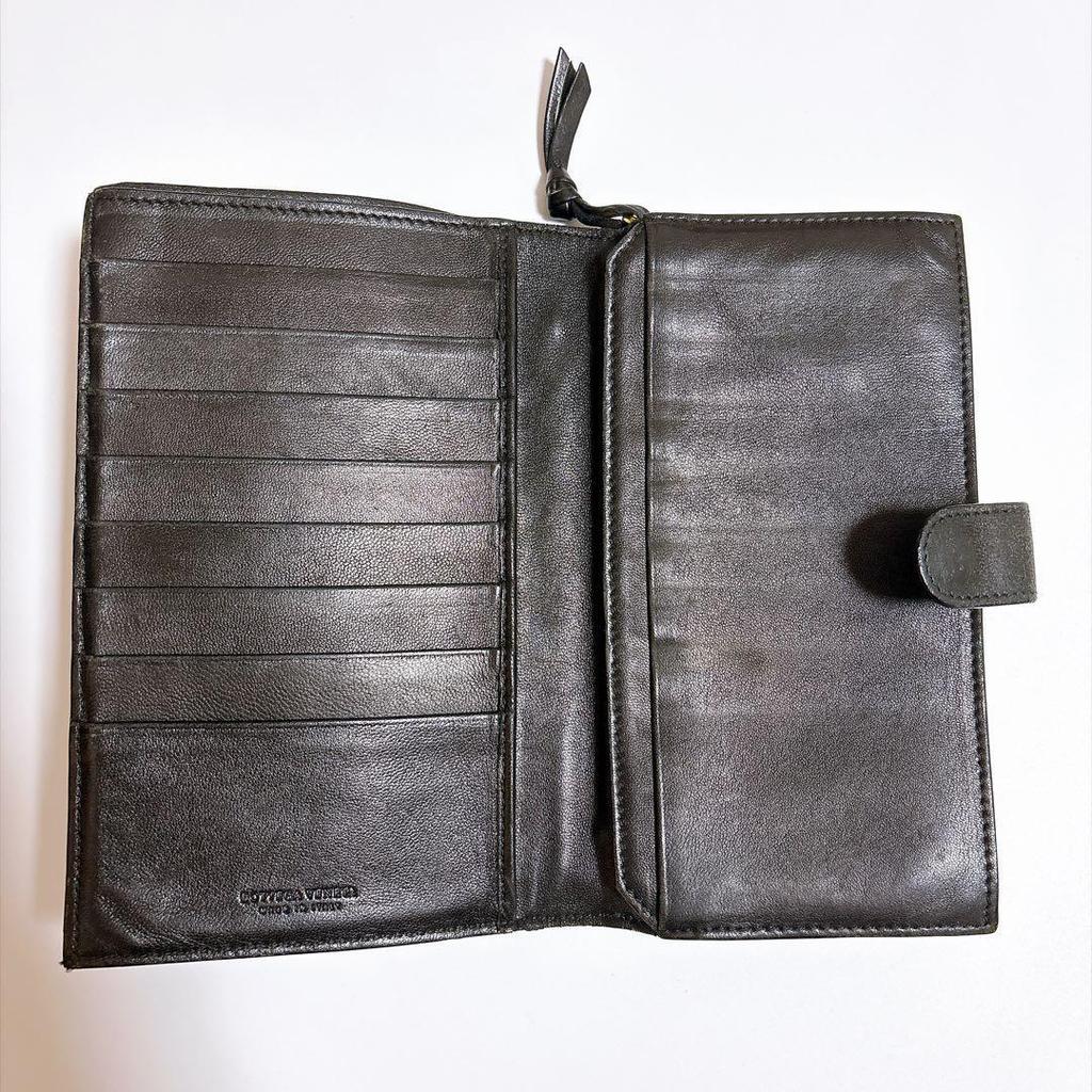 Used BOTTEGA VENETA Intrecciato Bi-fold Wallet Black Leather
