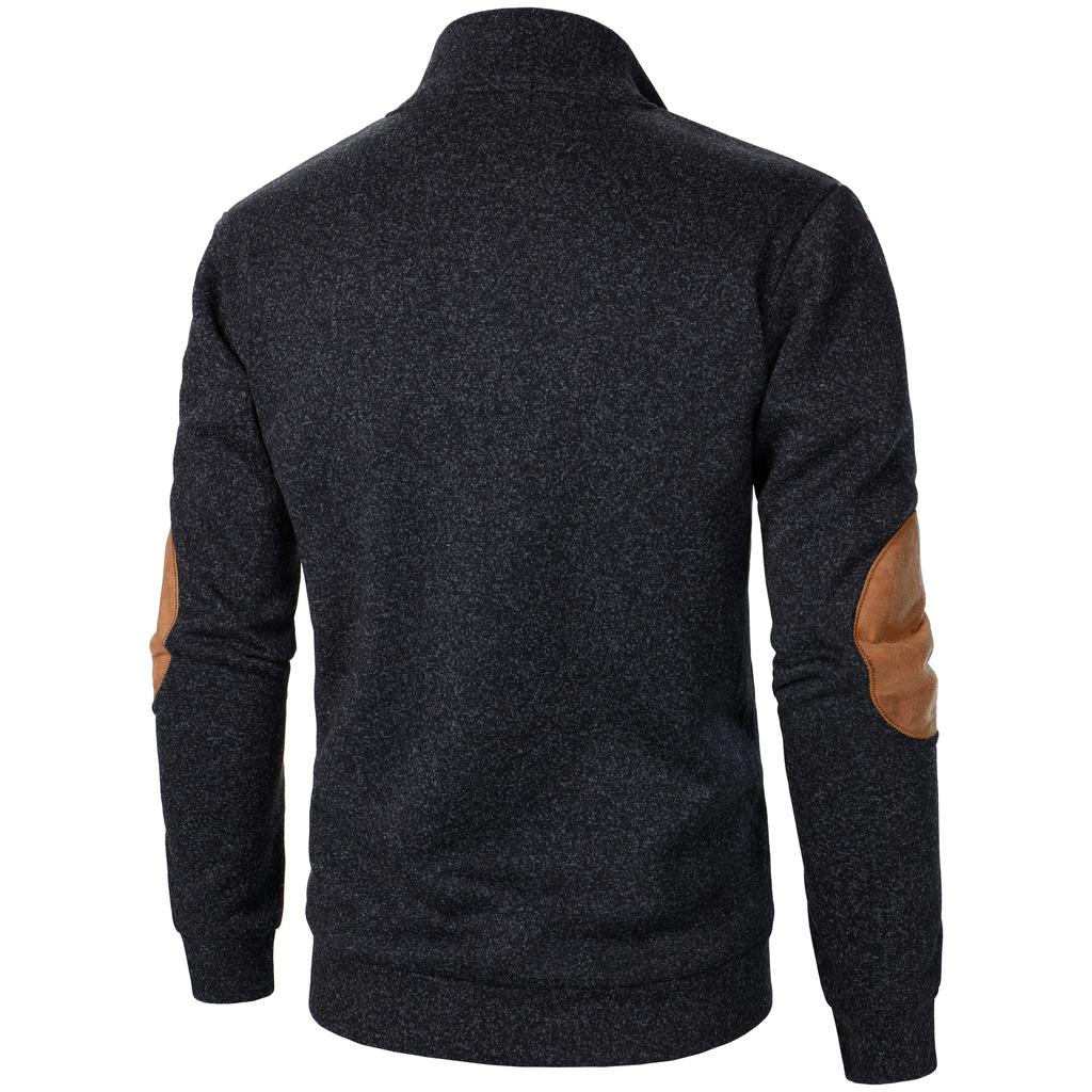 Autumn and Winter Men's Stand Up Collar Sweatshirt Jacket Long Sleeve Casual Knitted Sweater Top