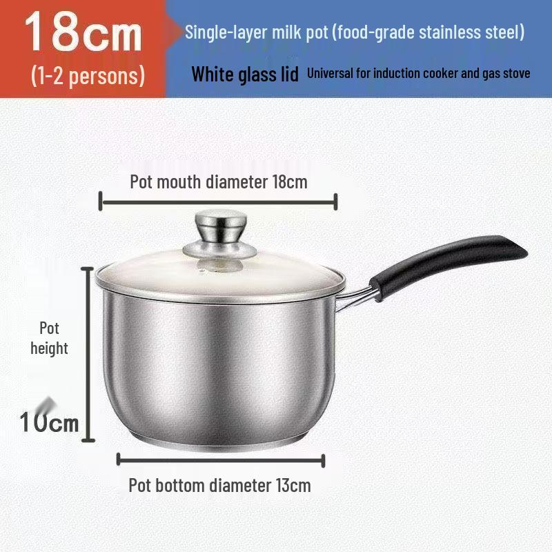 Food Grade Stainless Steel Milk Pot for Baby Food, Noodles, Soup, and Milk Warming - Induction Compatible