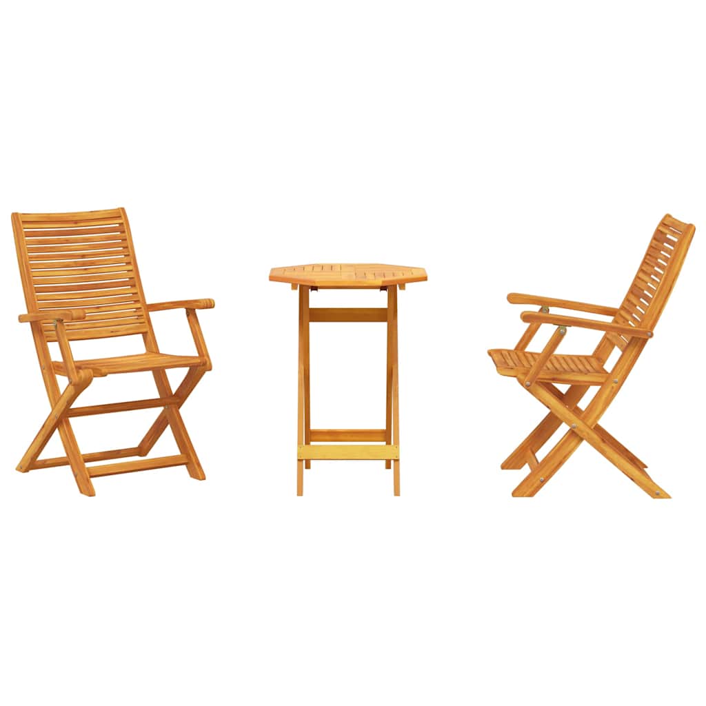 Folding Bistro Set 3 Pcs Brown Solid Acacia Wood