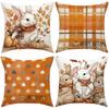 Cartoon Cute Rabbit Printed Pillow Cover Autumn Harvest Thanksgiving Atmosphere Decorative Sofa Pillow