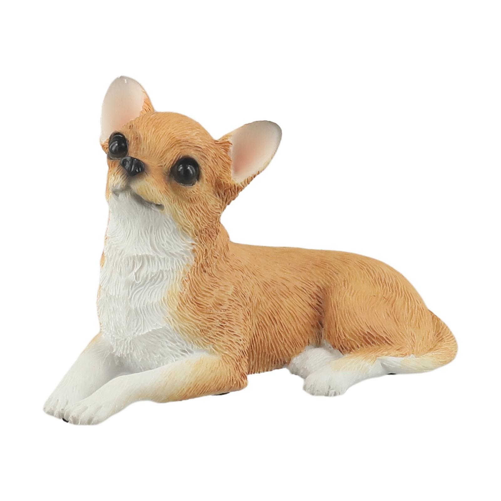Скульптура чихуахуа Высокодетализированное украшение для сада хаки
