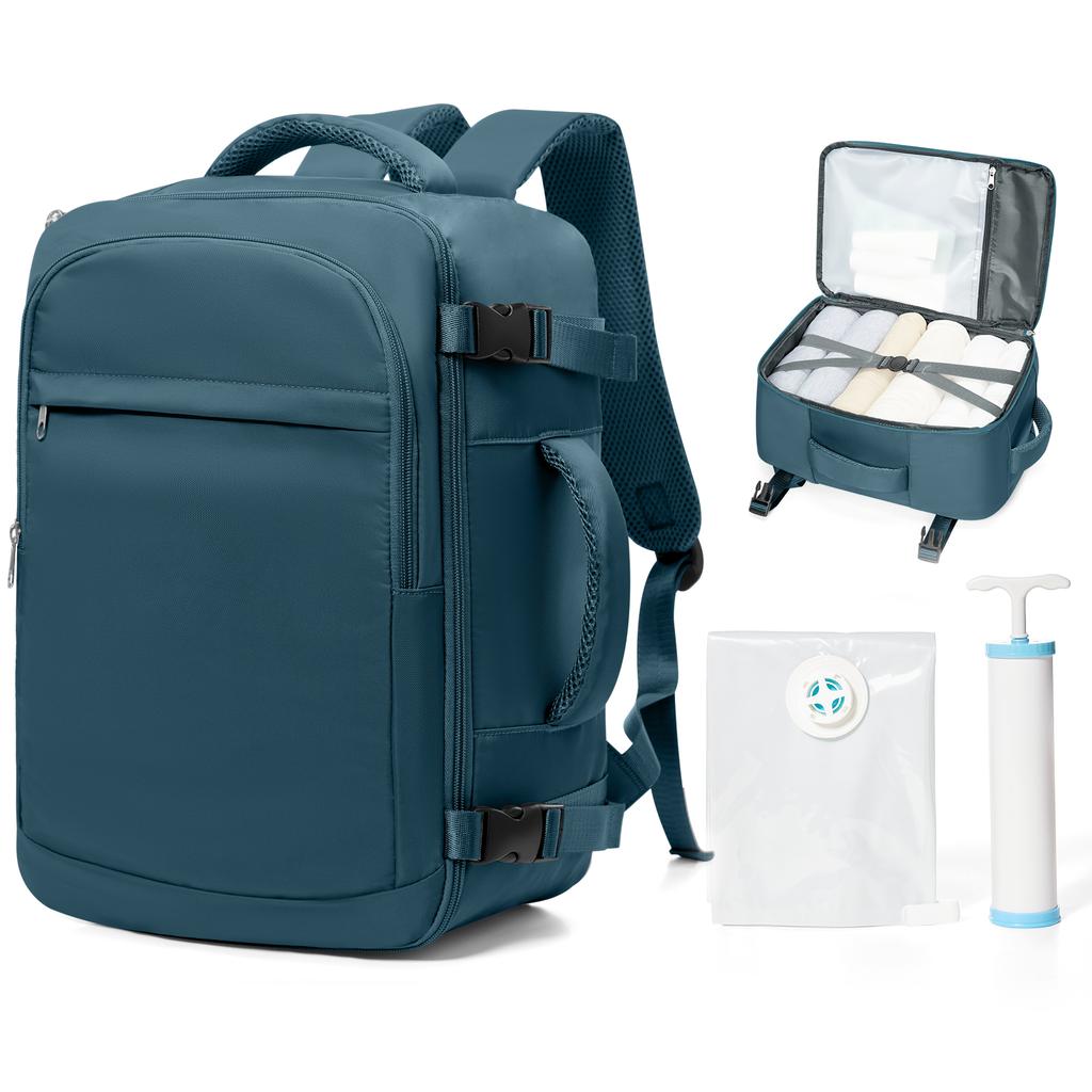 Cabin Bag Underseat Travel Backpack, Women Mens Outdoor Backpack with Vacuum Bags Pump Carry-on Backpack, Cabin Luggage 40x30x20