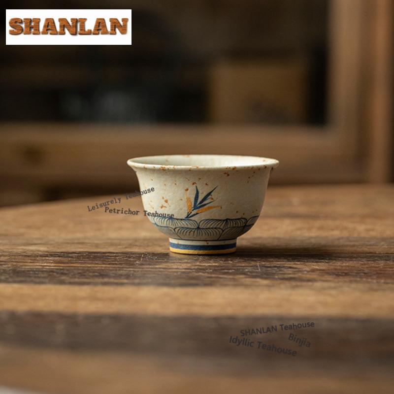 70ml Hand-painted Bamboo Shadow Teacup Japanese Tea Bowl Cute Cup Tea-tasting Smelling Cup Jianzhan Master Cups Tea Services