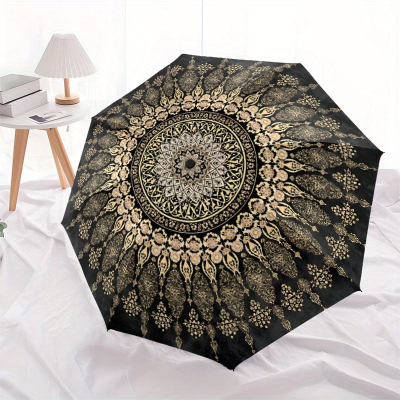 1pc Mandala, Ornament Automatic Open/Close Umbrella with One Touch Button,, Windproof Design   Lightweight Portable Umbrella for Women & Men6138